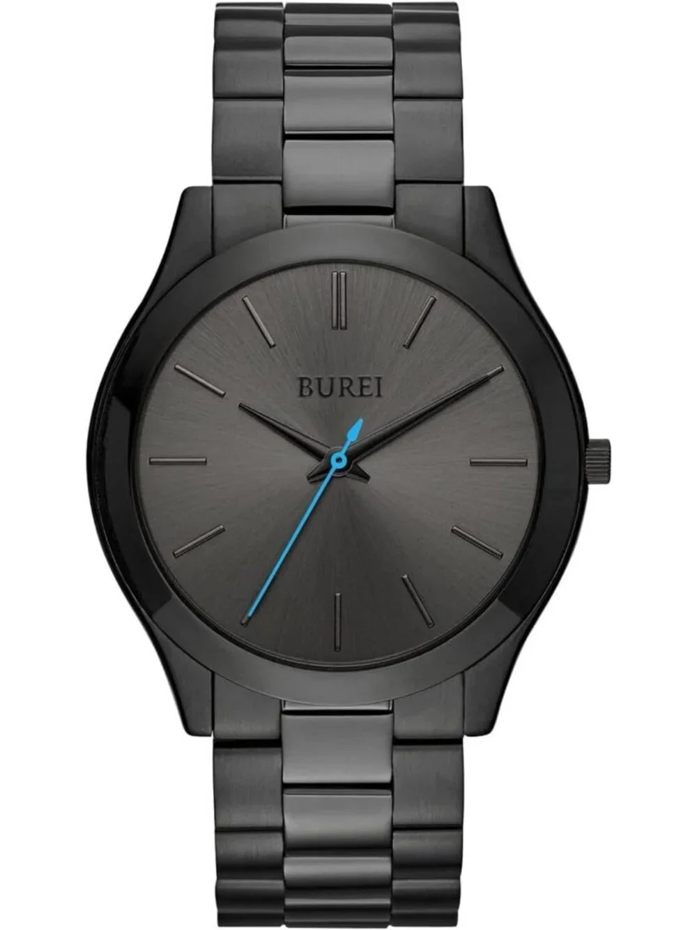Men's Black Blue Pointer Analog Quartz Stainless Steel Waterproof Luxury Watch